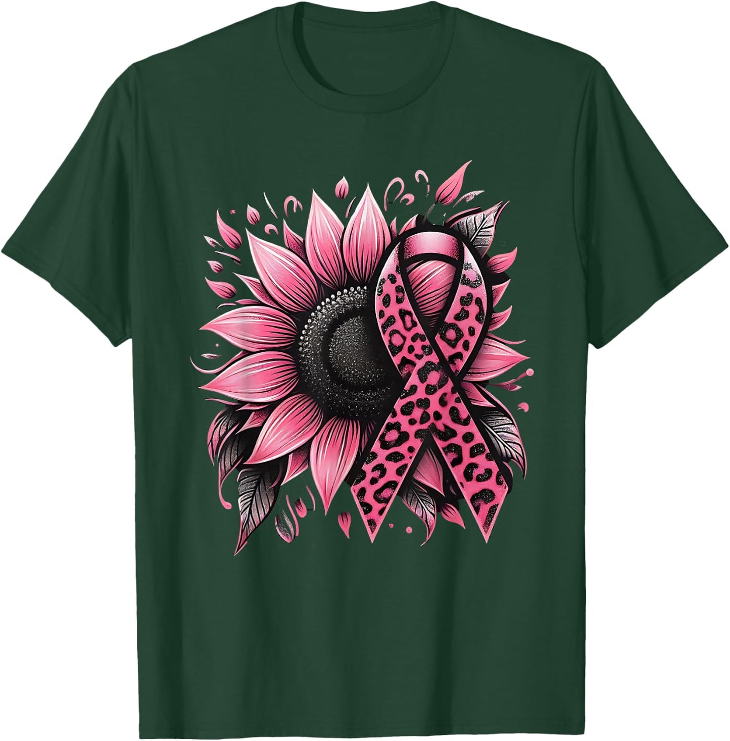 Sunflower Pink Breast Cancer Awareness T-Shirt - T-Shirt | Forest