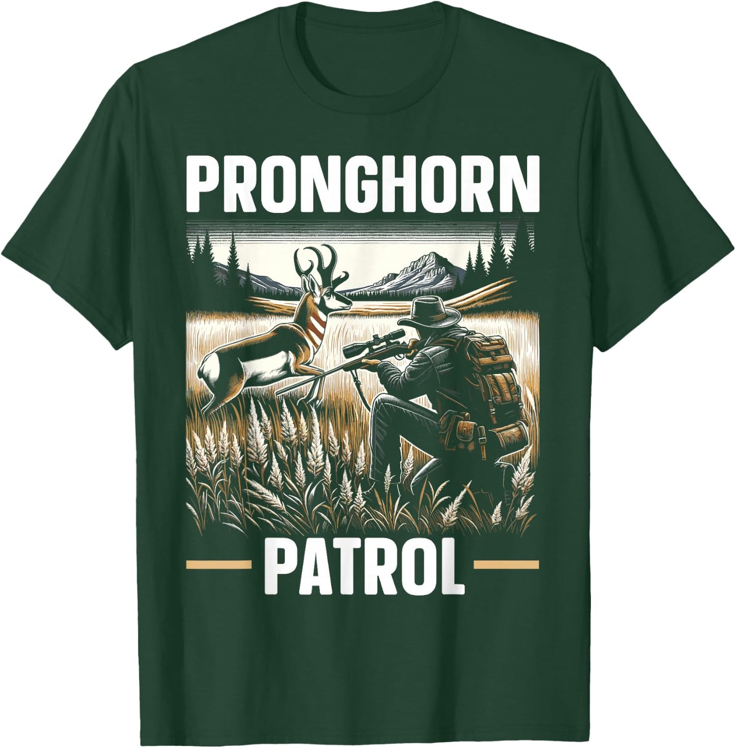 Pronghorn Hunter Animal Hunt Rifle Antelope Hunting T-Shirt - T-Shirt | Forest