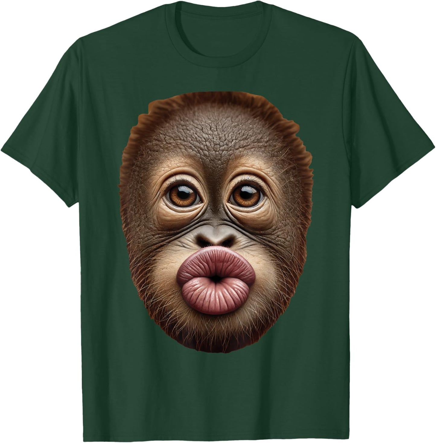 Baby Orangutan Ape Monkey Face Stomach Funny Cute Kiss Lips T-Shirt - T-Shirt | Forest