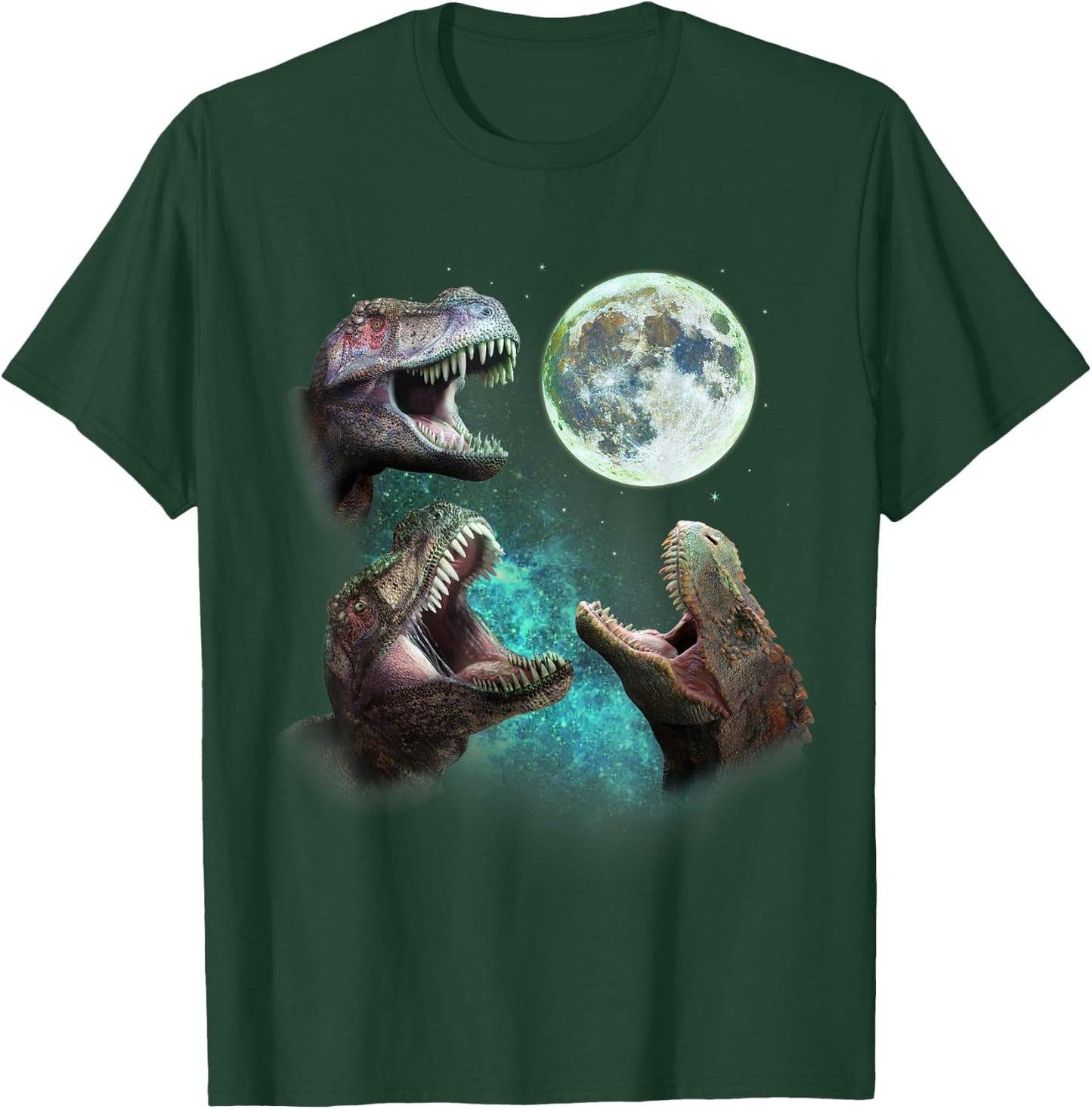Three T-Rex Dinosaurs Howl at Moon 3 Wolves Parody T-Shirt - T-Shirt | Forest