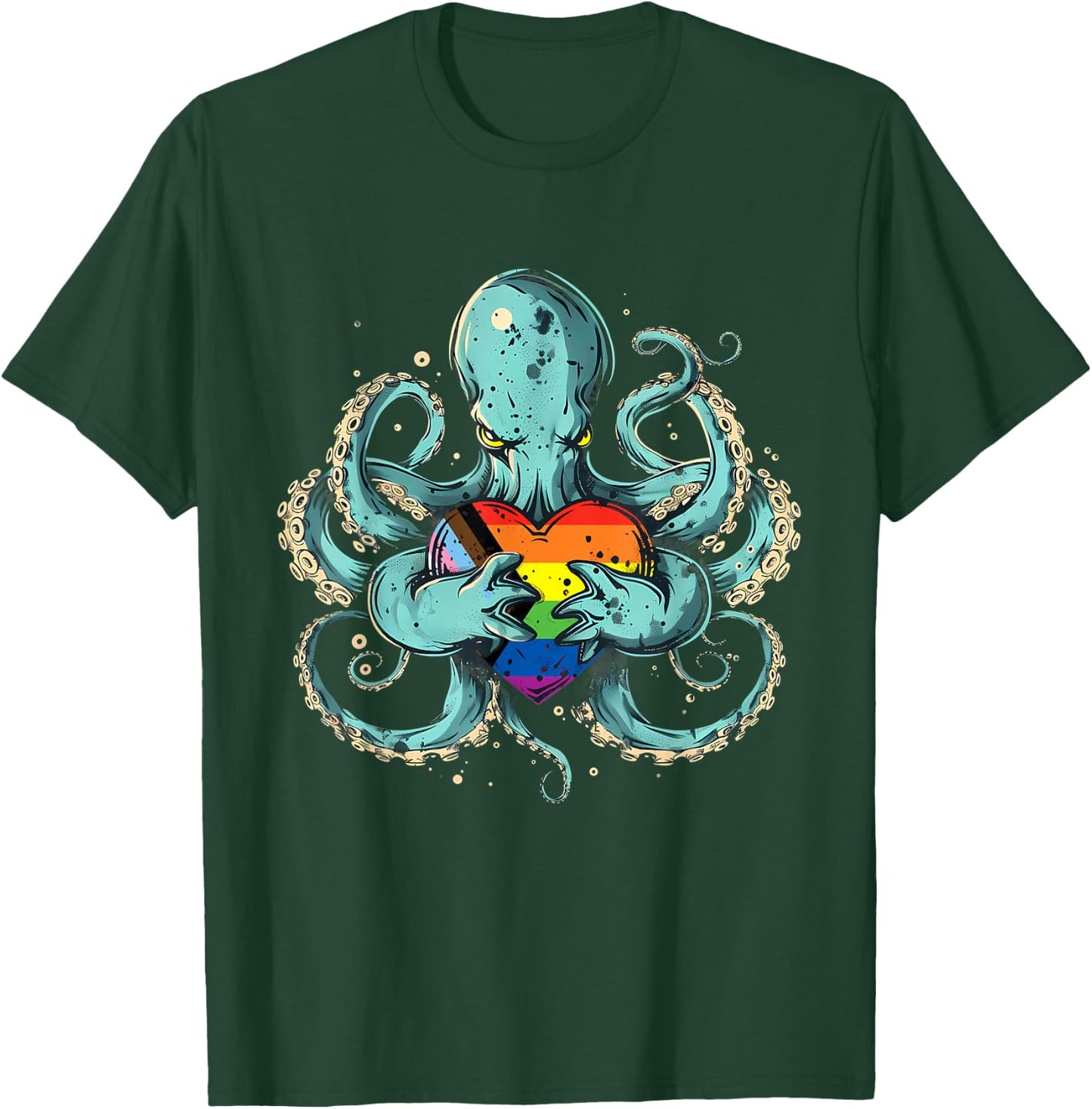 Octopus Progress Pride Flag LGBTQ+ Progressive Pride Flag T-Shirt - T-Shirt | Forest