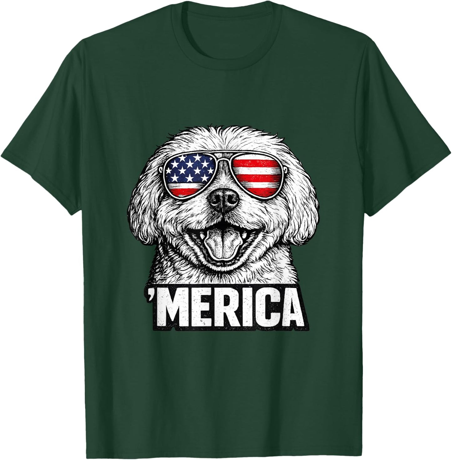 Maltese ’Merica 4th of July Vintage USA Pride T-Shirt - T-Shirt | Forest