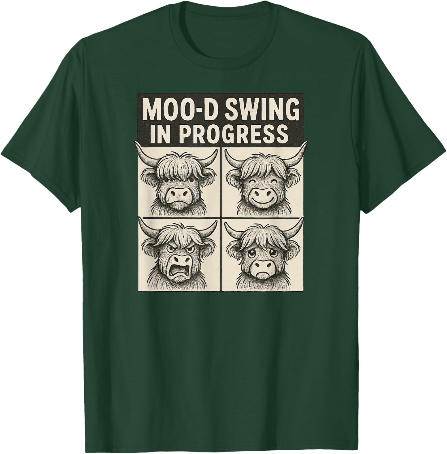 Moo-d Swing in Progress Funny Cow Pun T-Shirt - T-Shirt | Forest