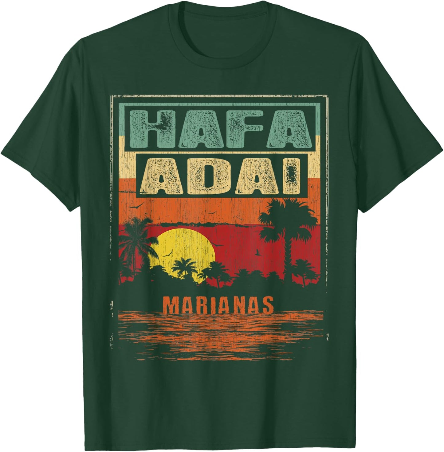 670 Hafa Adai CNMI - Vintage Tropical Marianas T-Shirt - T-Shirt | Forest