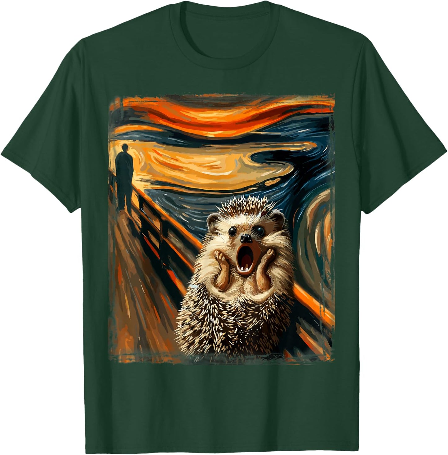 Artsy Scream Parody Funny Animal Painting Art Humor Hedgehog T-Shirt - T-Shirt | Forest