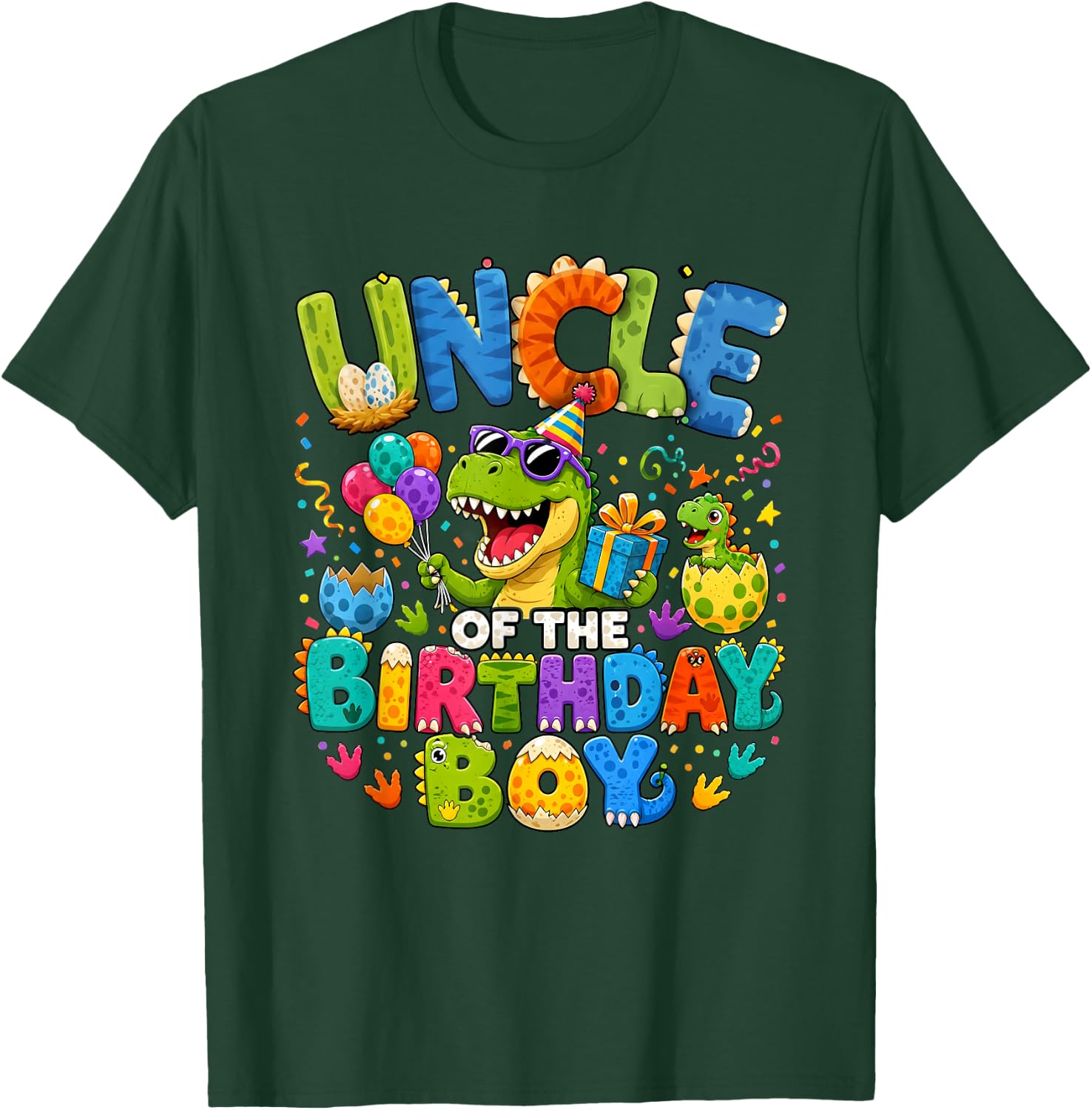 Uncle of The Birthday Boy Dinosaur T-Rex T-Shirt - T-Shirt | Forest