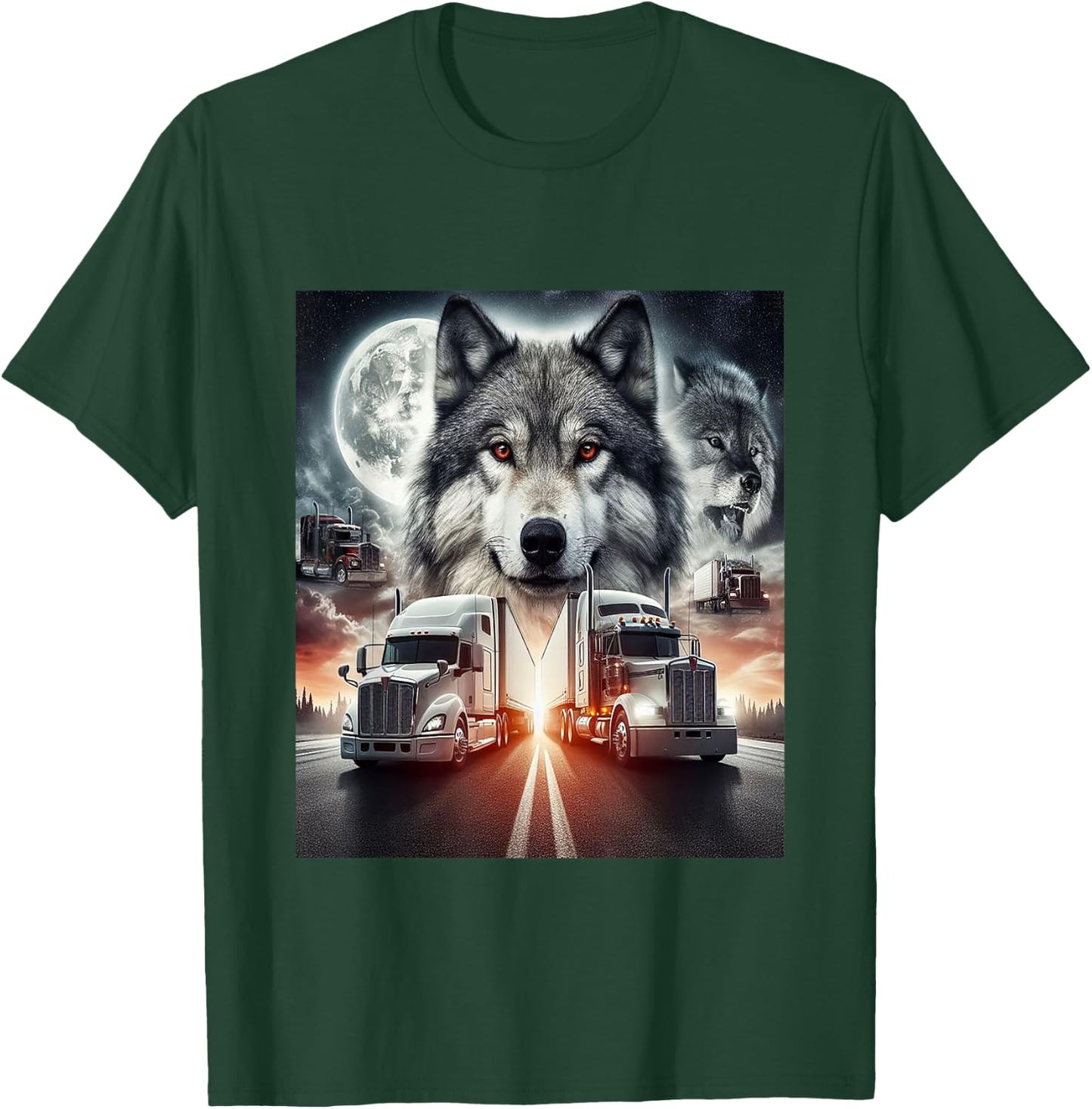 LKW mit Wolf T-Shirt - T-Shirt | Forest