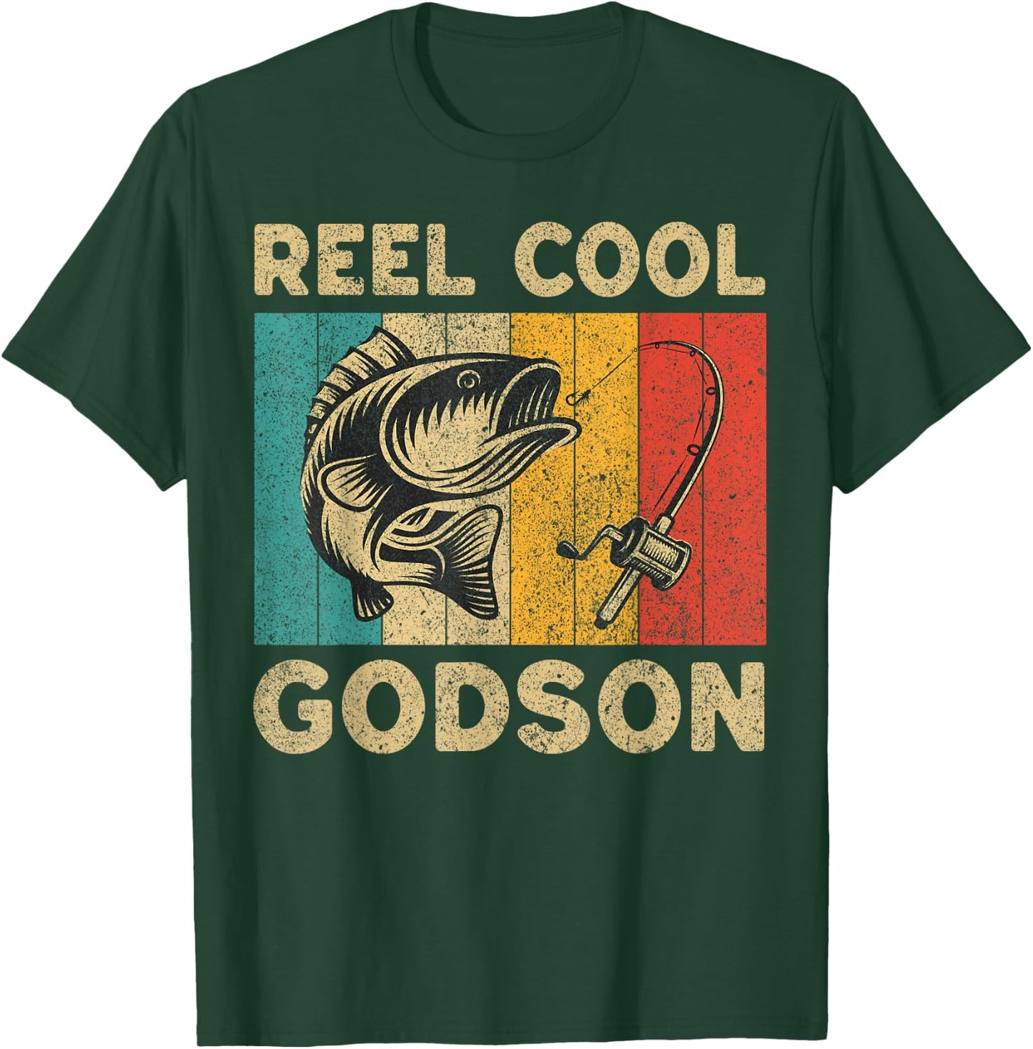 Father's Day Present Funny Fishing Reel Cool Godson T-Shirt - T-Shirt | Forest
