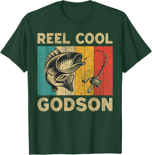 Father's Day Present Funny Fishing Reel Cool Godson T-Shirt - T-Shirt | Forest
