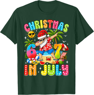 Christmas in July Funny Dabbing Santa 6 7 Six Seven Summer T-Shirt - T-Shirt | Forest