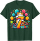 Cat 7th Birthday Boy Girl 7 Years Old Seventh Seven Cat , black T-Shirt - T-Shirt | Forest