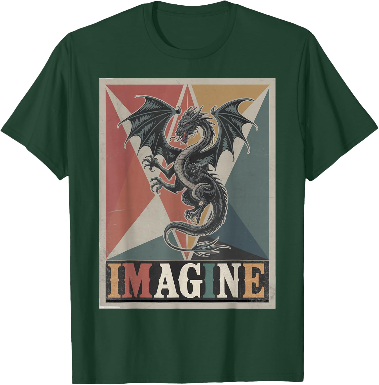 Dragon Retro Vintage Graphic Art Design T-Shirt - T-Shirt | Forest