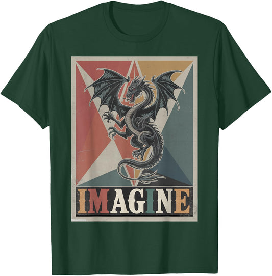 Dragon Retro Vintage Graphic Art Design T-Shirt - T-Shirt | Forest