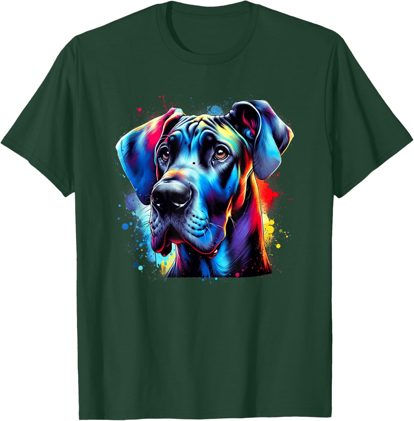 Colorful Splash Art Great Dane Dog German Mastiff T-Shirt - T-Shirt | Forest