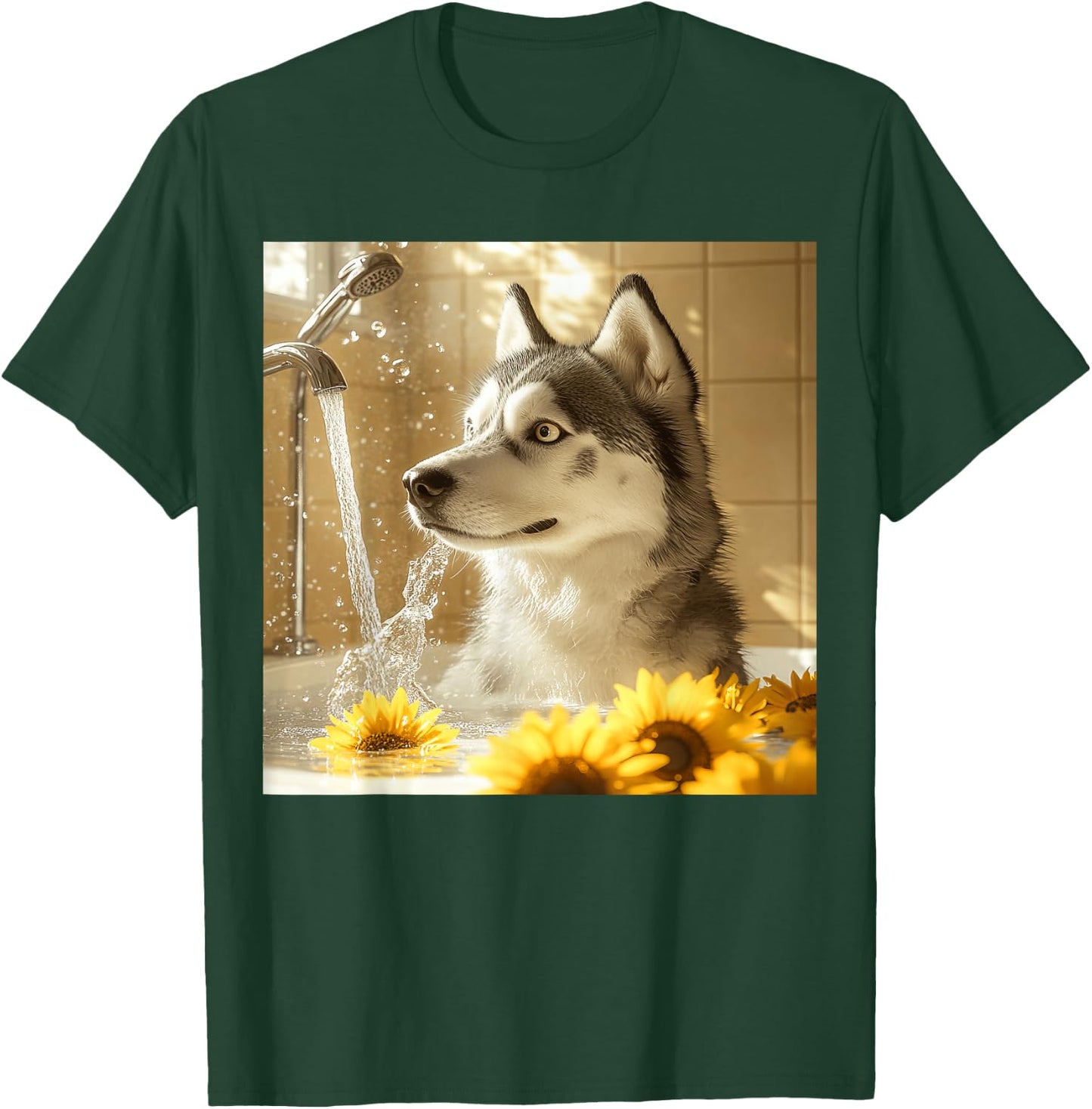 Husky Sunflower T-Shirt - T-Shirt | Forest