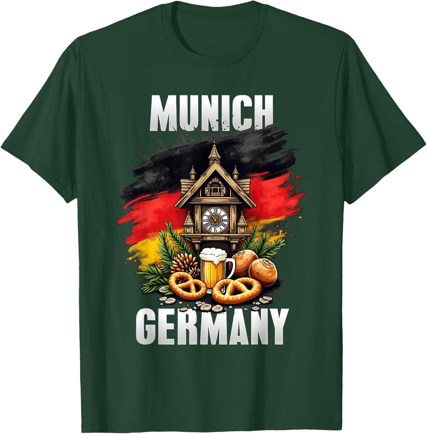 Munich Germany Souvenir German Flag Oktoberfest Travel T-Shirt - T-Shirt | Forest