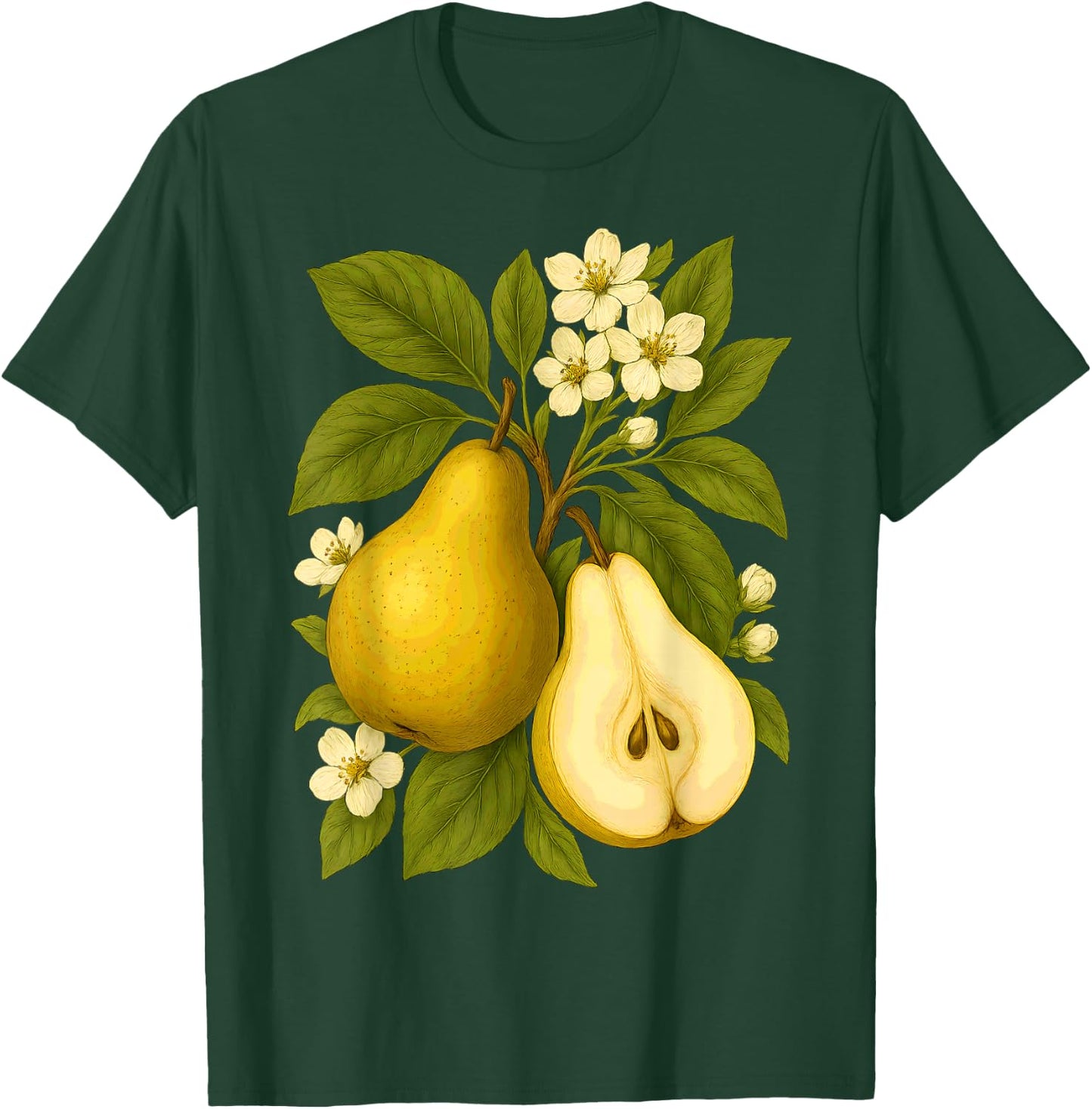 Pear Botanical Fruit Graphic Orchard Farm Nature Harvest T-Shirt - T-Shirt | Forest