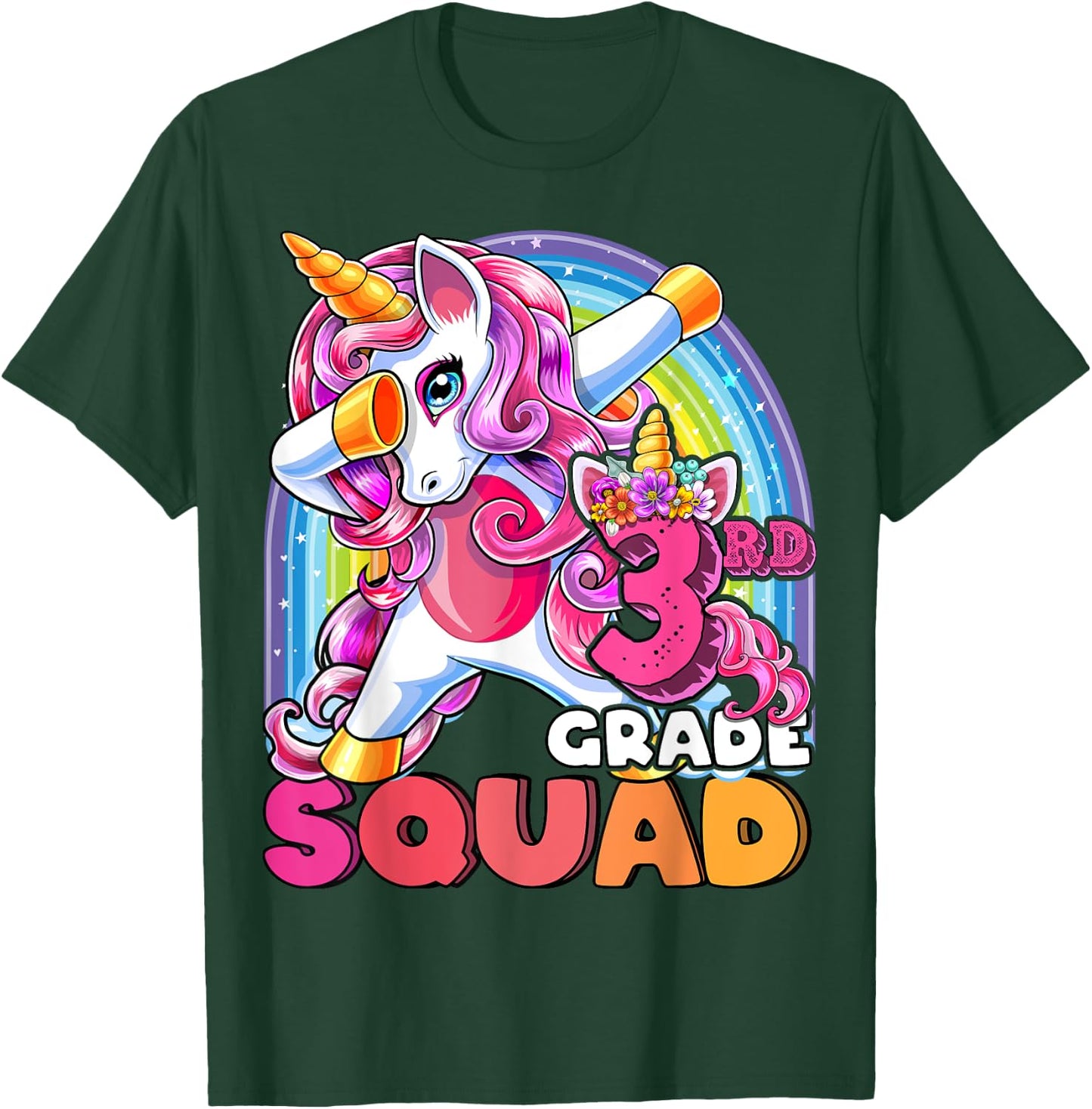 3rd Grade Squad Dabbing Unicorn Back to School Girls Gift T-Shirt - T-Shirt | Forest