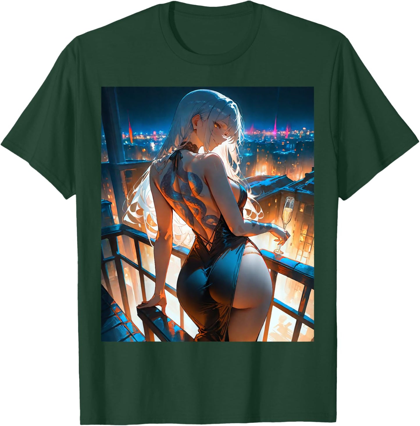 Beautiful Yakuza Kawaii Snake Anime/Manga Fantasy Girl Waifu T-Shirt - T-Shirt | Forest