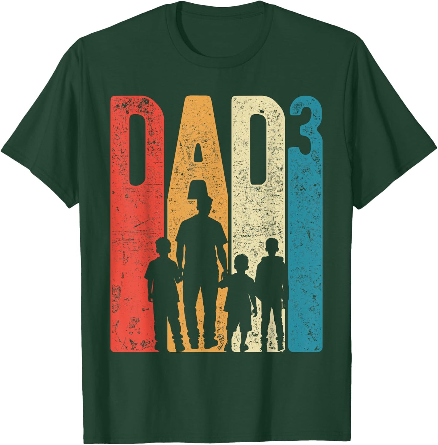 Dad Squared Vatertag Drei Jungen Drei Söhne Vater Retro T-Shirt - T-Shirt | Forest