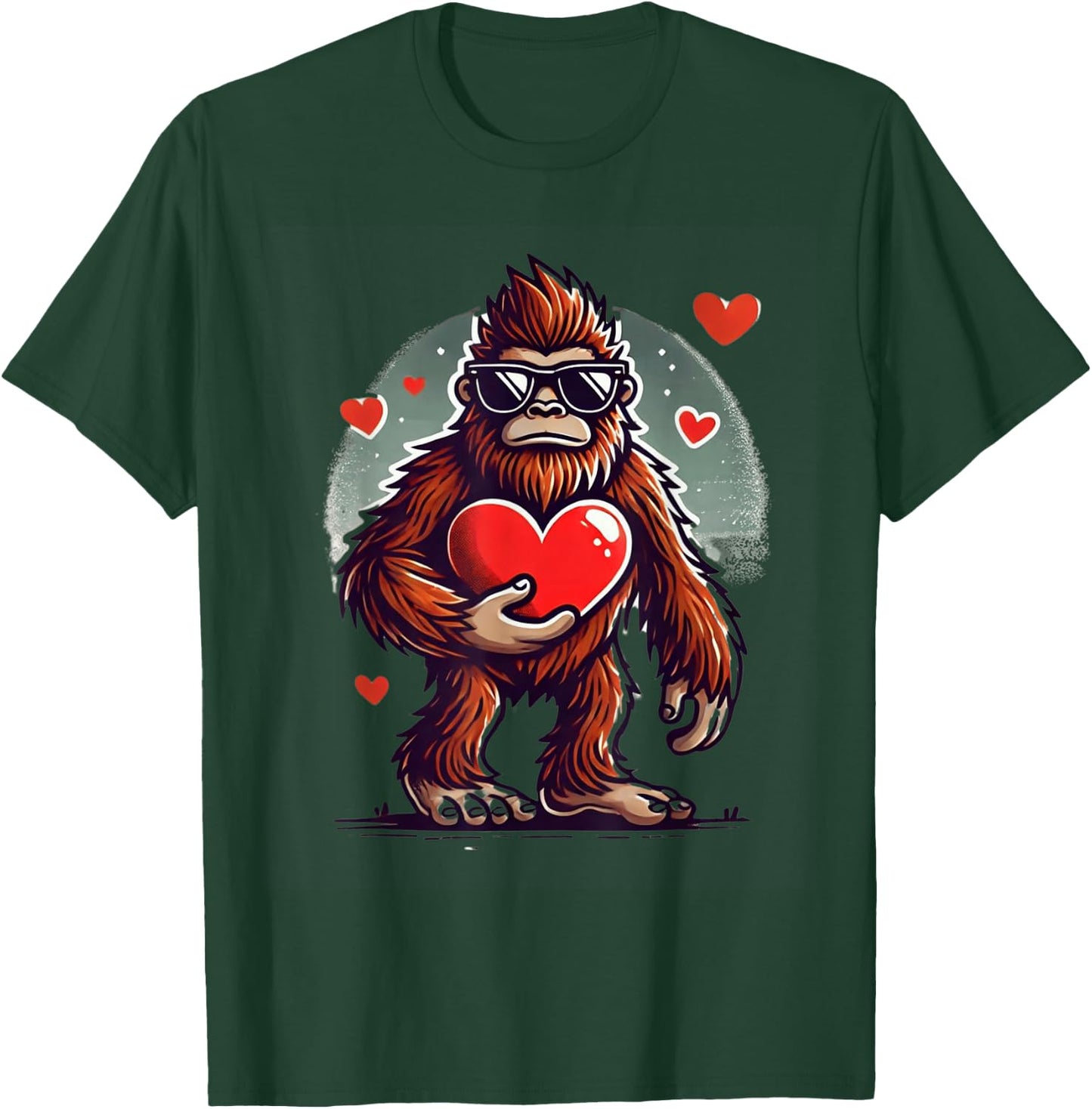 Funny Valentines Day Bigfoot Heart Sunglasses Sasquatch T-Shirt - T-Shirt | Forest