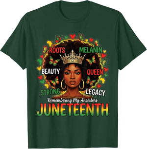 Juneteenth Remembering My Ancestors Black Women Juneteenth T-Shirt - T-Shirt | Forest