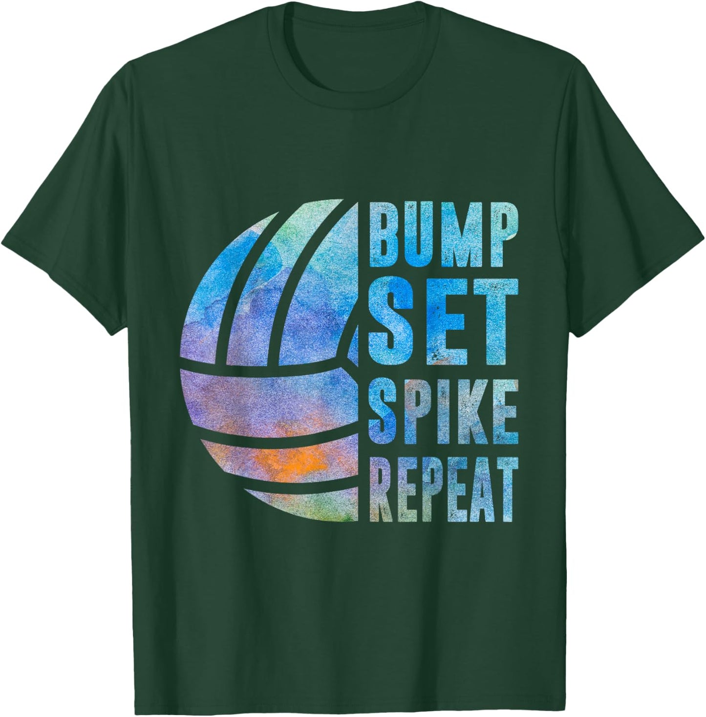 Bump Set Spike Repeat Watercolor Volleyball Women Teen Girls T-Shirt - T-Shirt | Forest