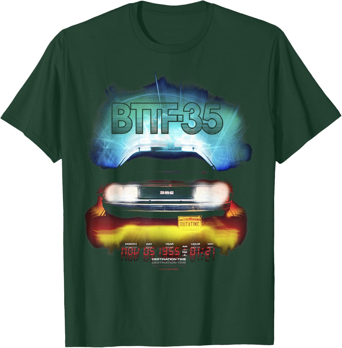 Back To The Future 35th BTTF-35 DeLorean Headlights T-Shirt - T-Shirt | Forest