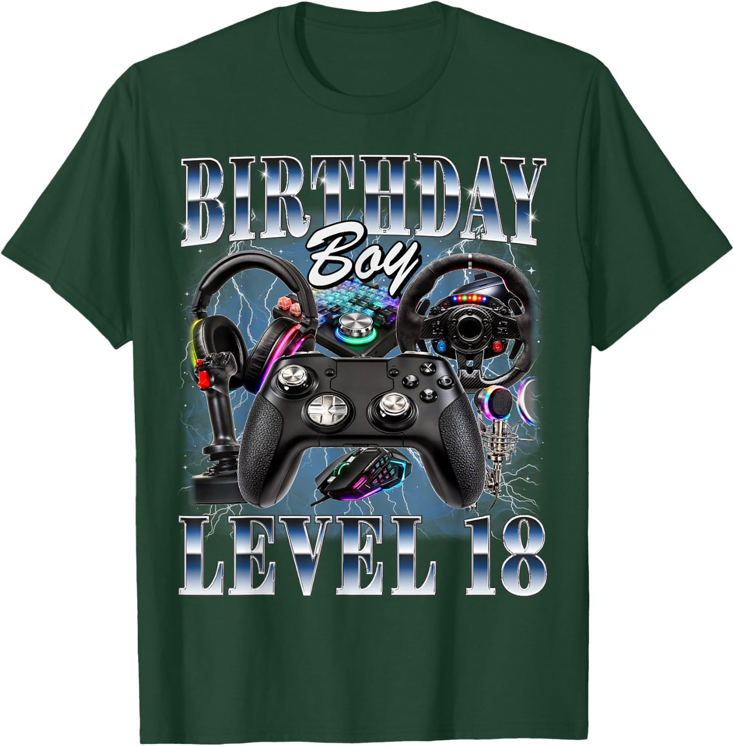 18th Birthday Boy Level 18 Video Gamer Lover 18 Year Old T-Shirt - T-Shirt | Forest
