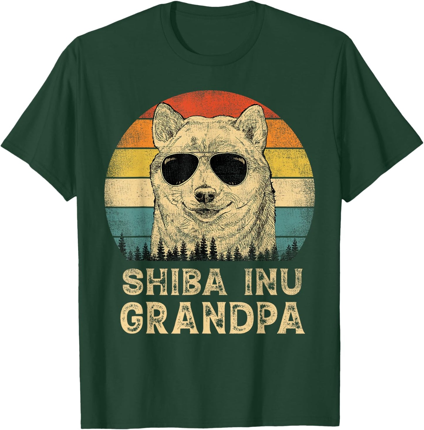 Vintage Shiba Inu Grandpa Dog Lovers Father's Day Men Women T-Shirt - T-Shirt | Forest