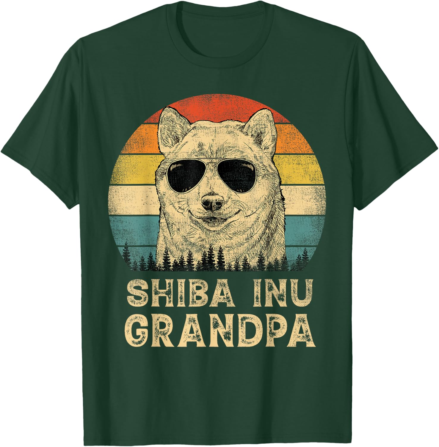 Vintage Shiba Inu Grandpa Dog Lovers Father's Day Men Women T-Shirt - T-Shirt | Forest