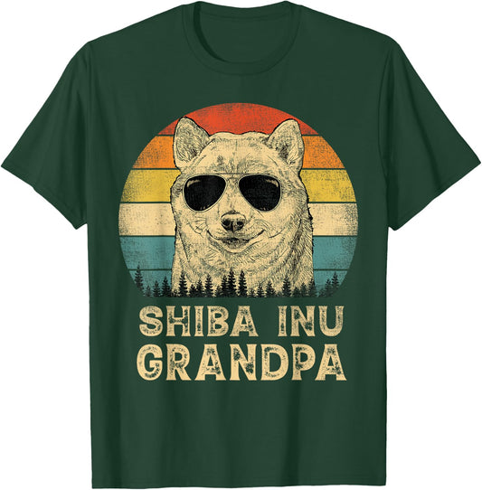 Vintage Shiba Inu Grandpa Dog Lovers Father's Day Men Women T-Shirt - T-Shirt | Forest