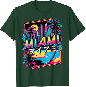 Miami in Japanese Vaporwave Aesthetic, Cult Movie 80s , Black, S T-Shirt - T-Shirt | Forest