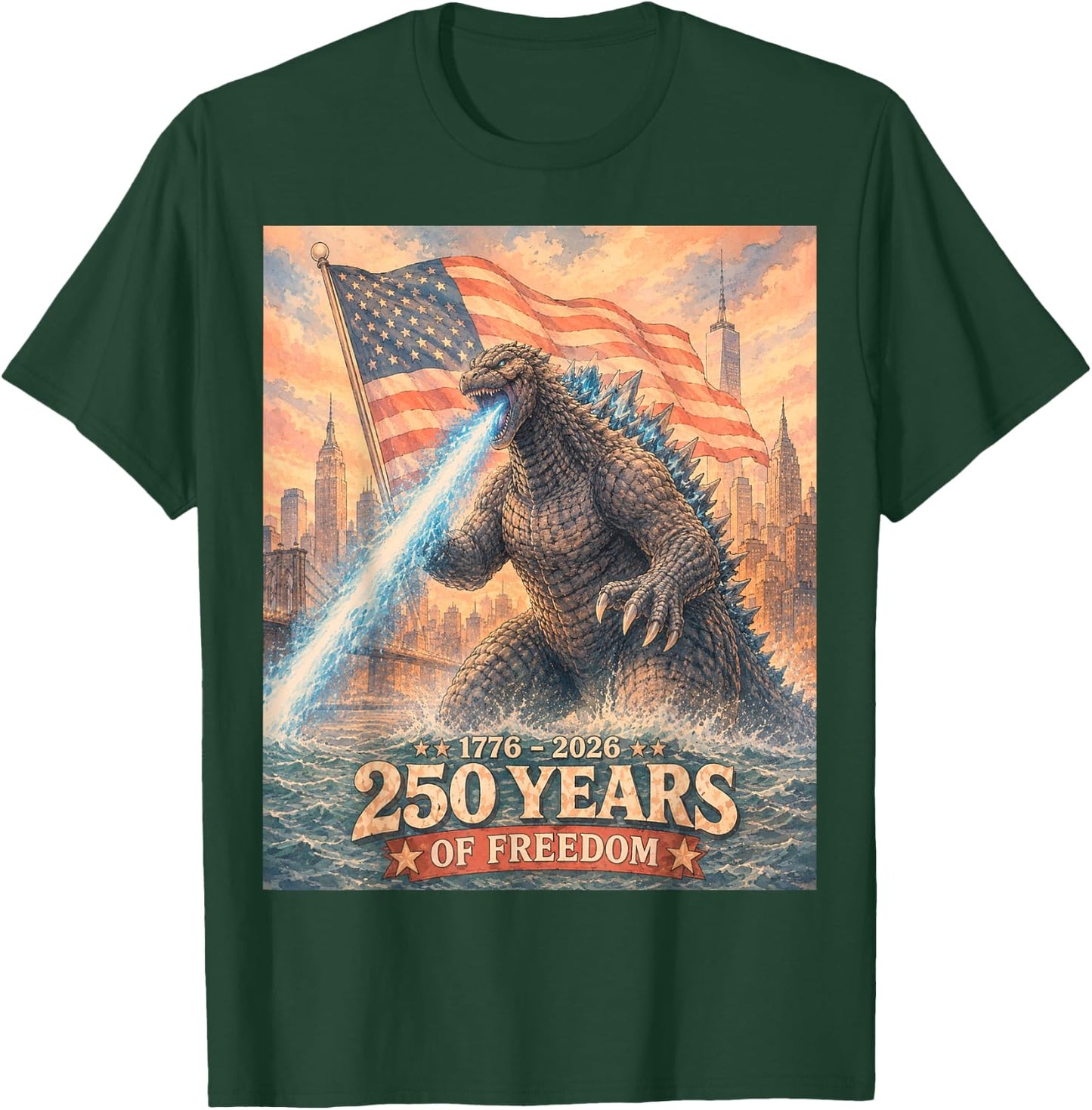Kaiju Monster Japanese 250th Anniversary America July 2026 T-Shirt - T-Shirt | Forest