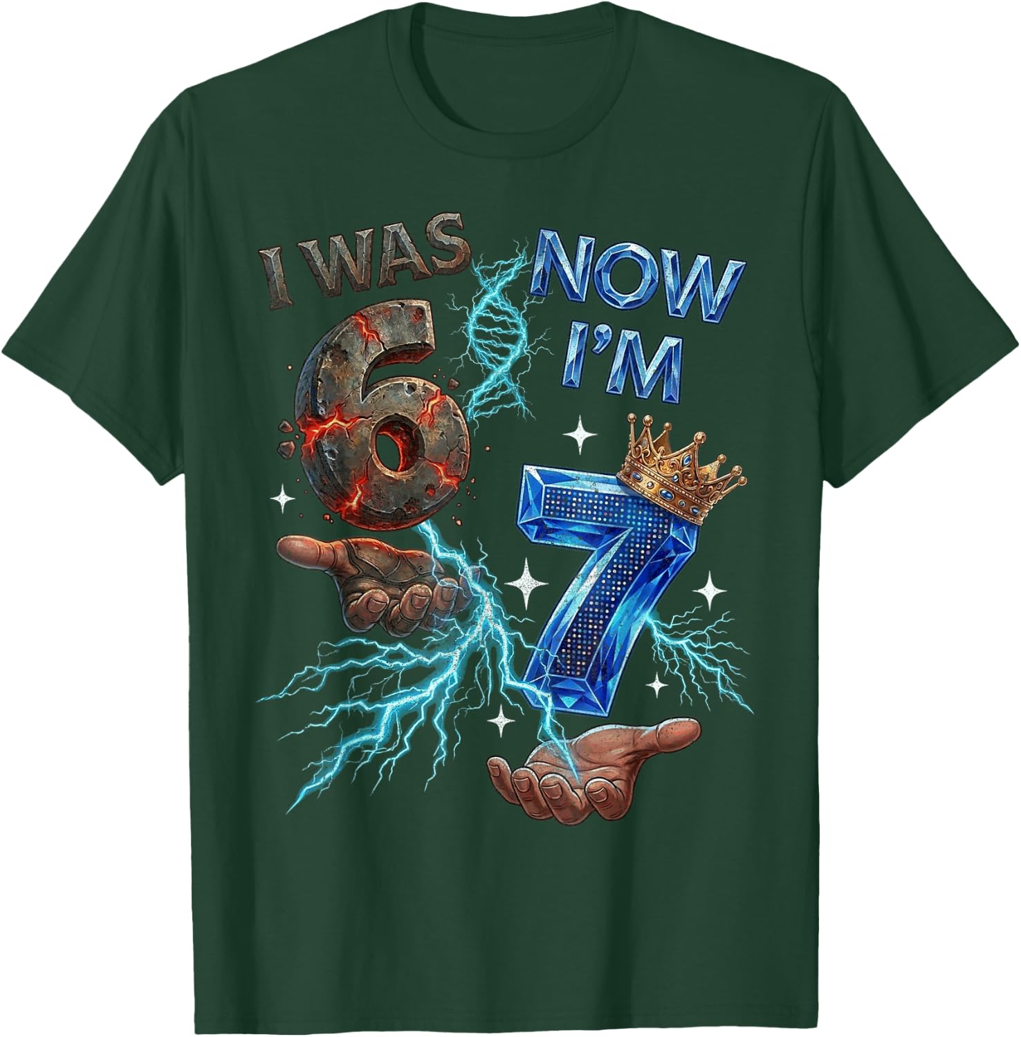 I was 6 Now I'm 7 7th Birthday 6 7 Birthday Boys 67 T-Shirt - T-Shirt | Forest