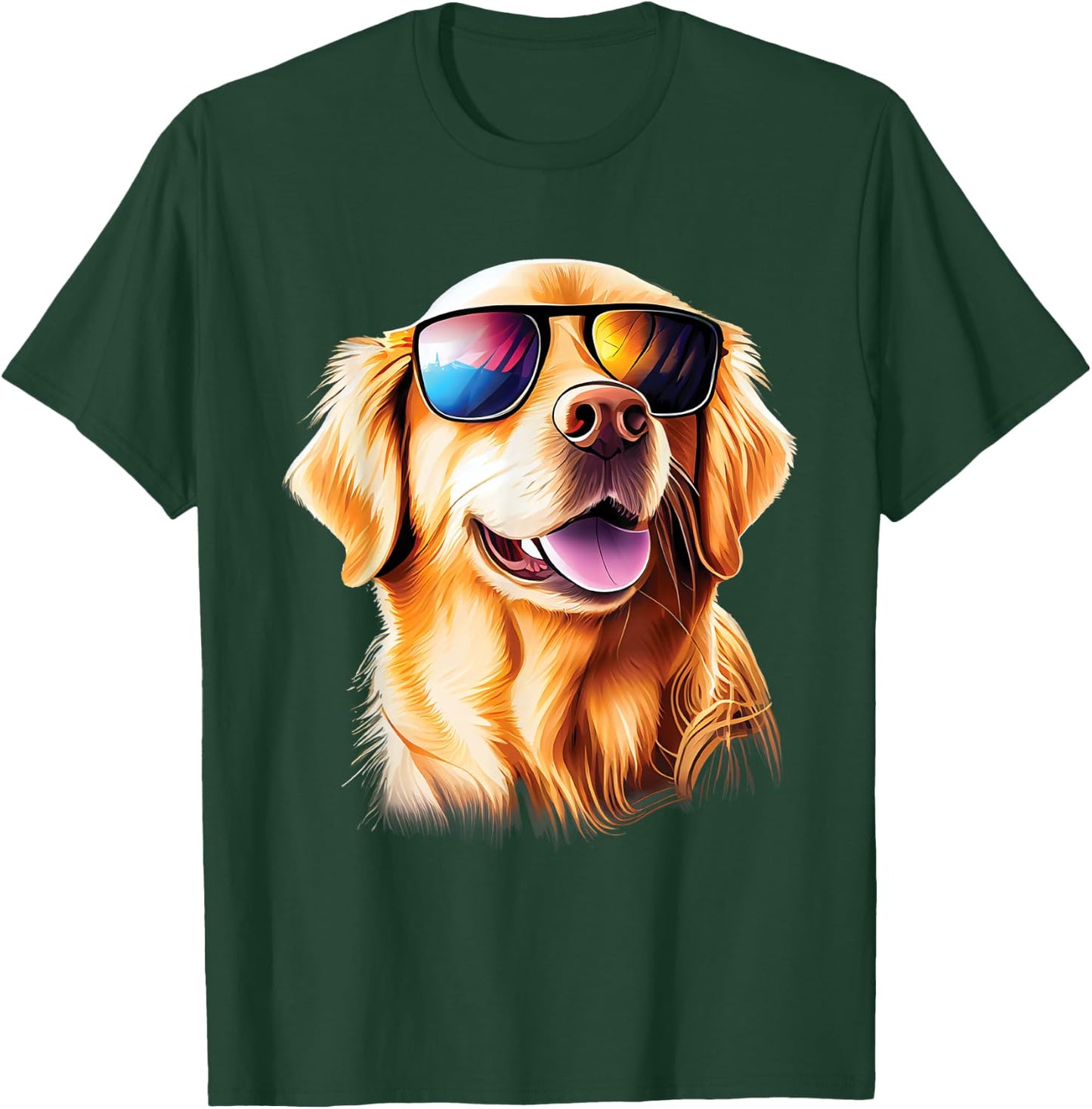 Golden Retriever With Sunglasses - Pet Lover Dog Owner Men Women Girls Kids T-Shirt - T-Shirt | Forest