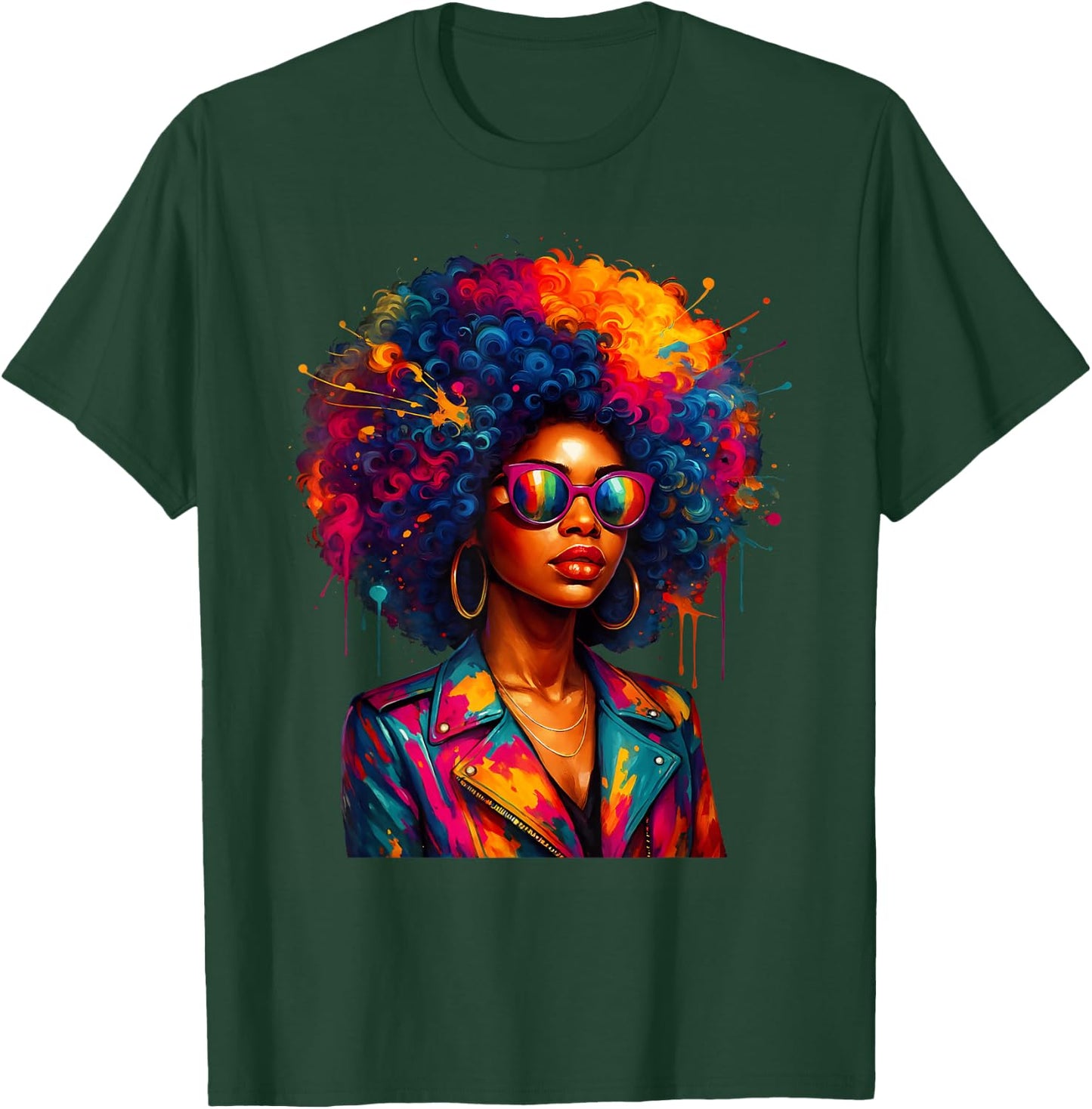 Black Queen Afro African Melanin Dripping Girl Women T-Shirt - T-Shirt | Forest