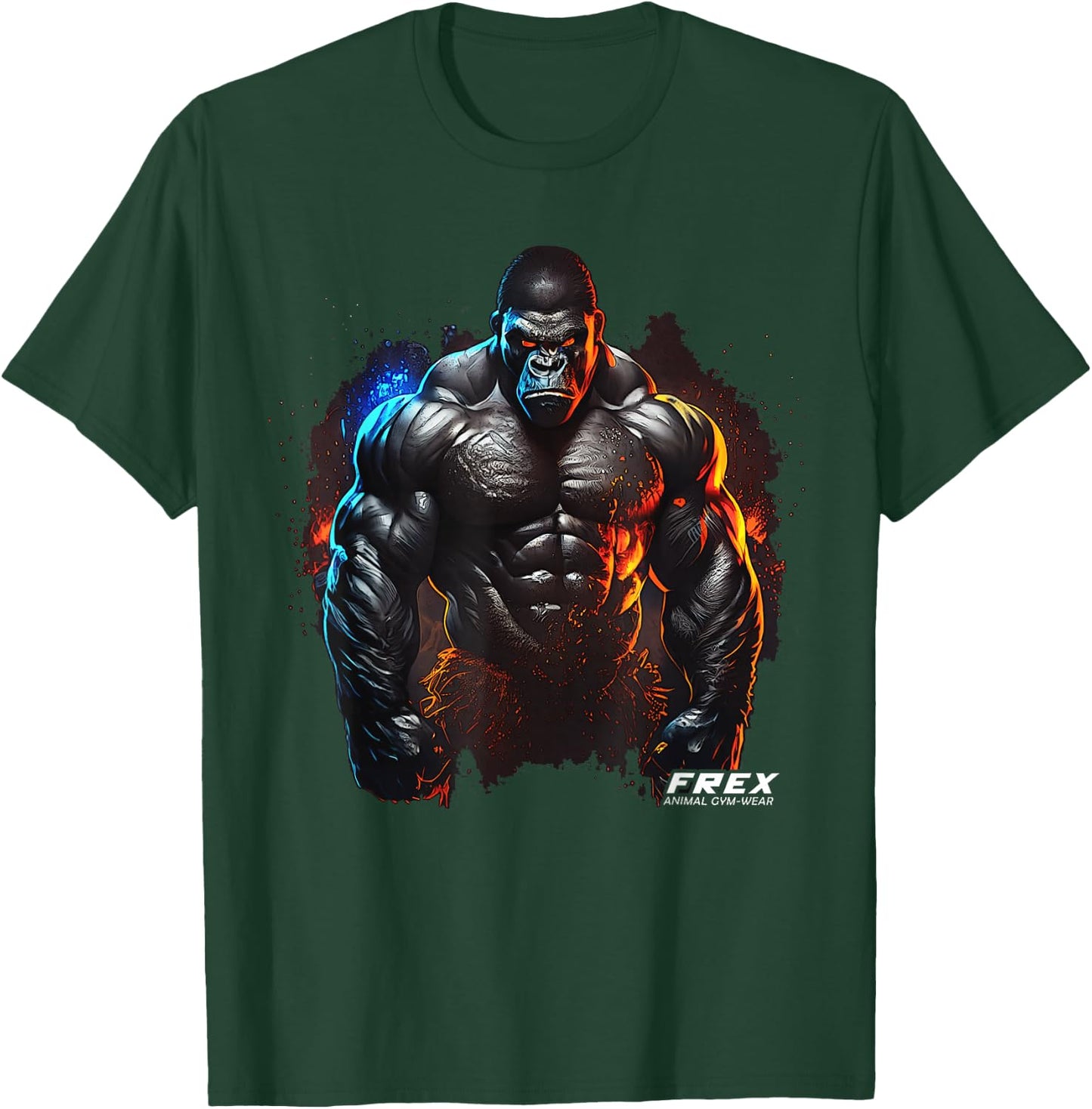 FREX Animal Gym-Wear Gorilla Affe Damen Bodybuilding Workout Motivations- Schwarz Kurzarm S EU 34/36 T-Shirt - T-Shirt | Forest