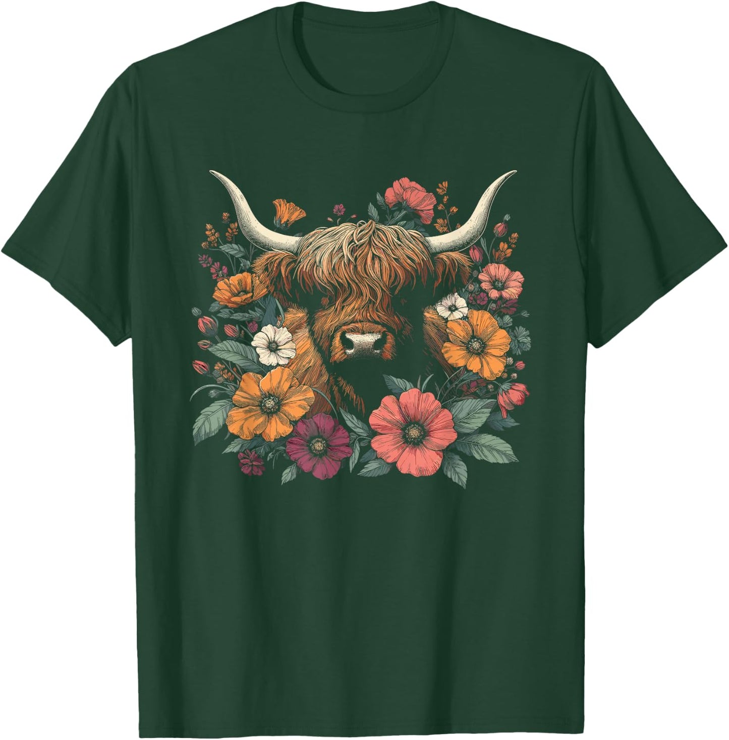 Kids Black Floral Pattern T-Shirt - T-Shirt | Forest