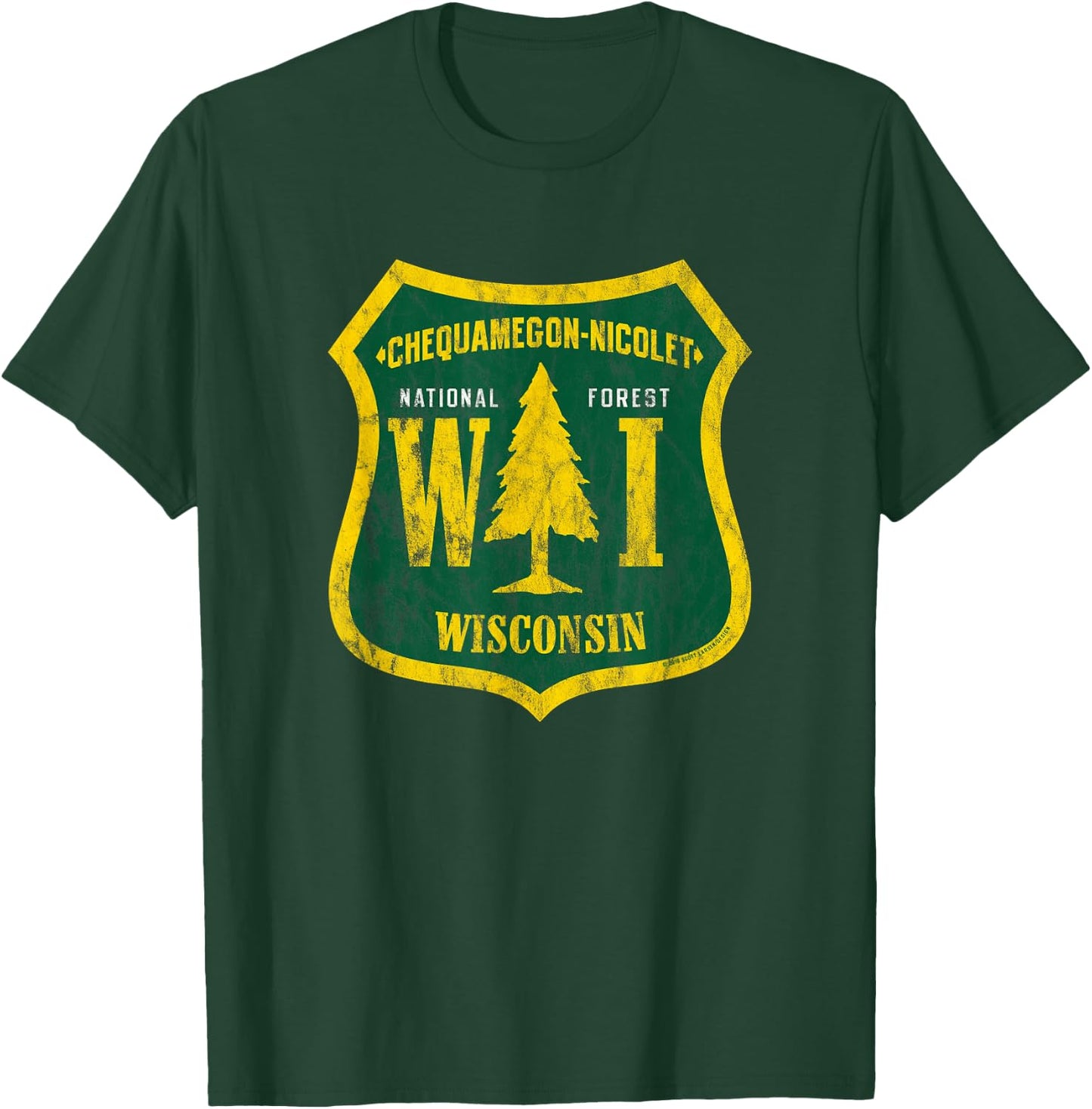 Chequamegon Nicolet National Forest Shield Vintage Look T-Shirt - T-Shirt | Forest