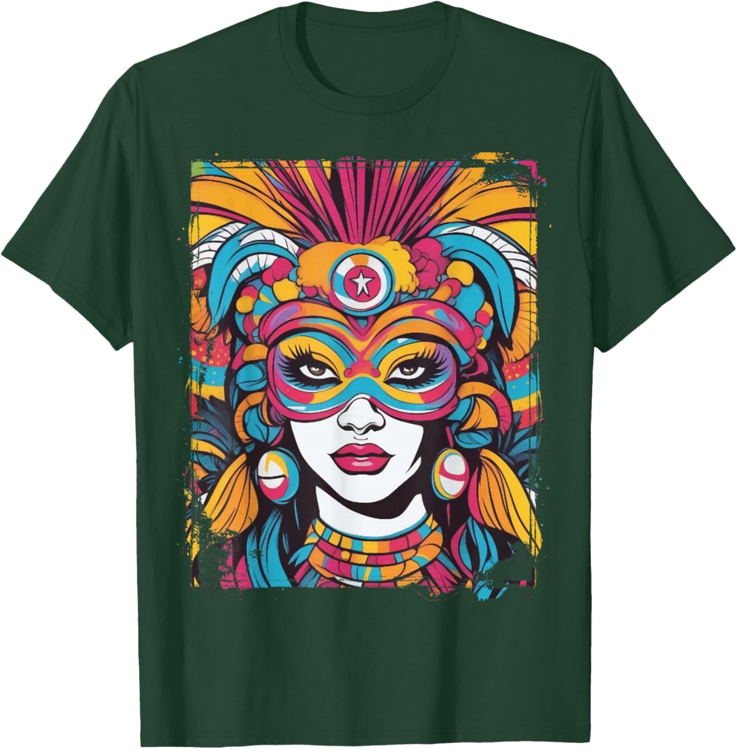 Rio Carnival Mask - Birthday Costume - Brazil Souvenir T-Shirt - T-Shirt | Forest