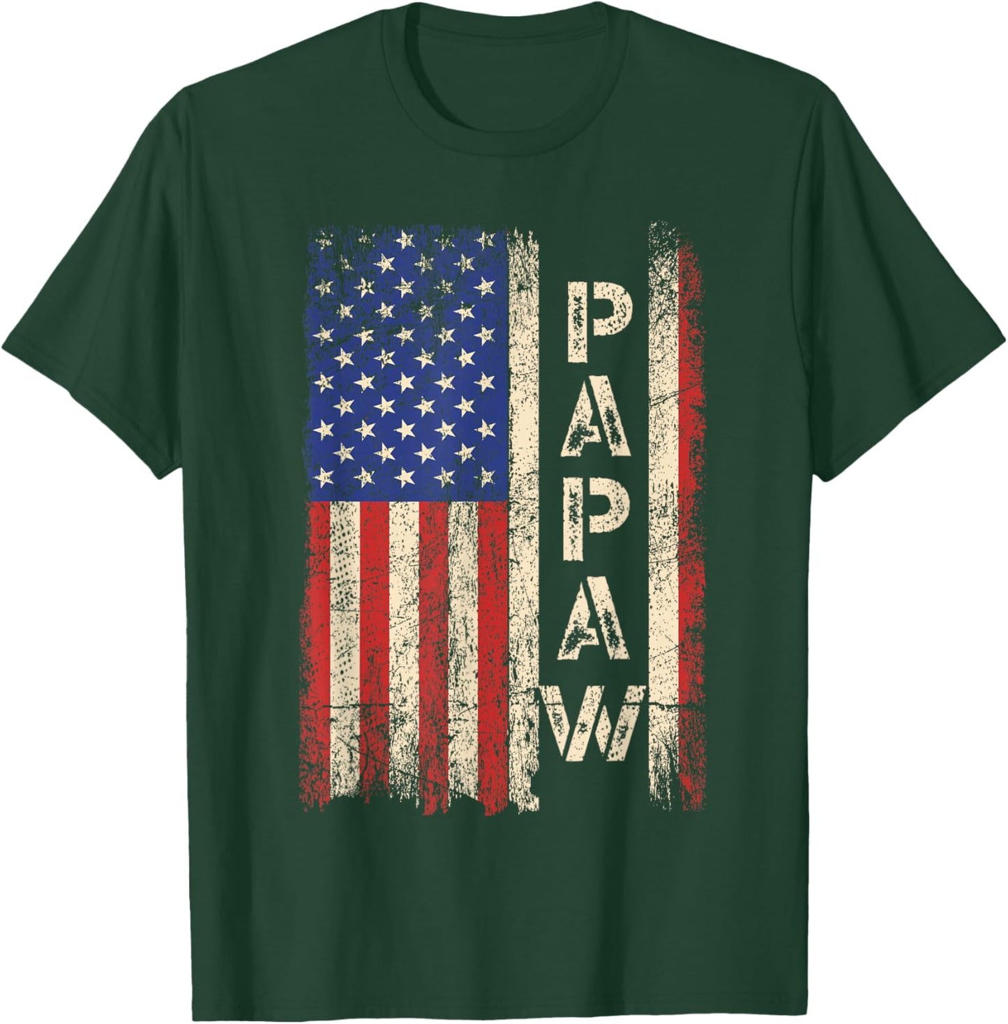 Papaw Grandpa US American Flag Shirt Grandfather Day T-Shirt - T-Shirt | Forest
