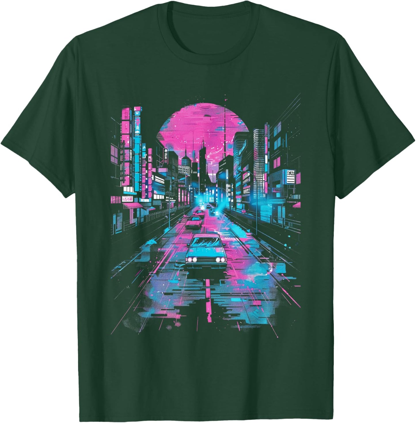 Vaporwave Tokyo Lofi Abstract City Lights T-Shirt - T-Shirt | Forest