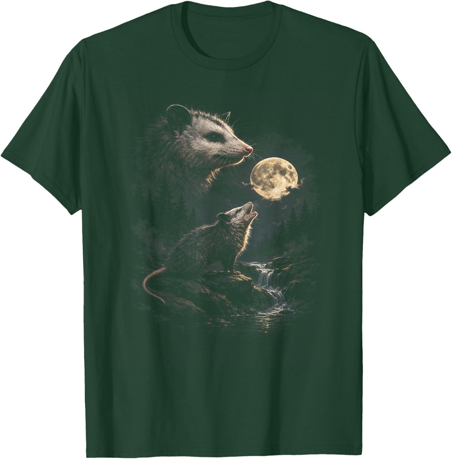 Opossum Howling at The Moon Vintage Opossum Animal Art T-Shirt - T-Shirt | Forest
