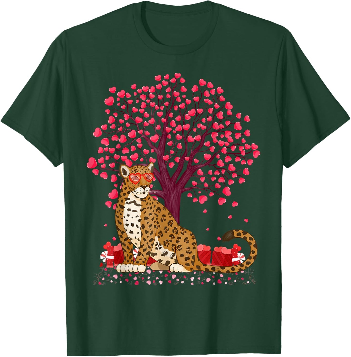 Jaguar Lover Heart Tree Jaguar Valentine's Day T-Shirt - T-Shirt | Forest