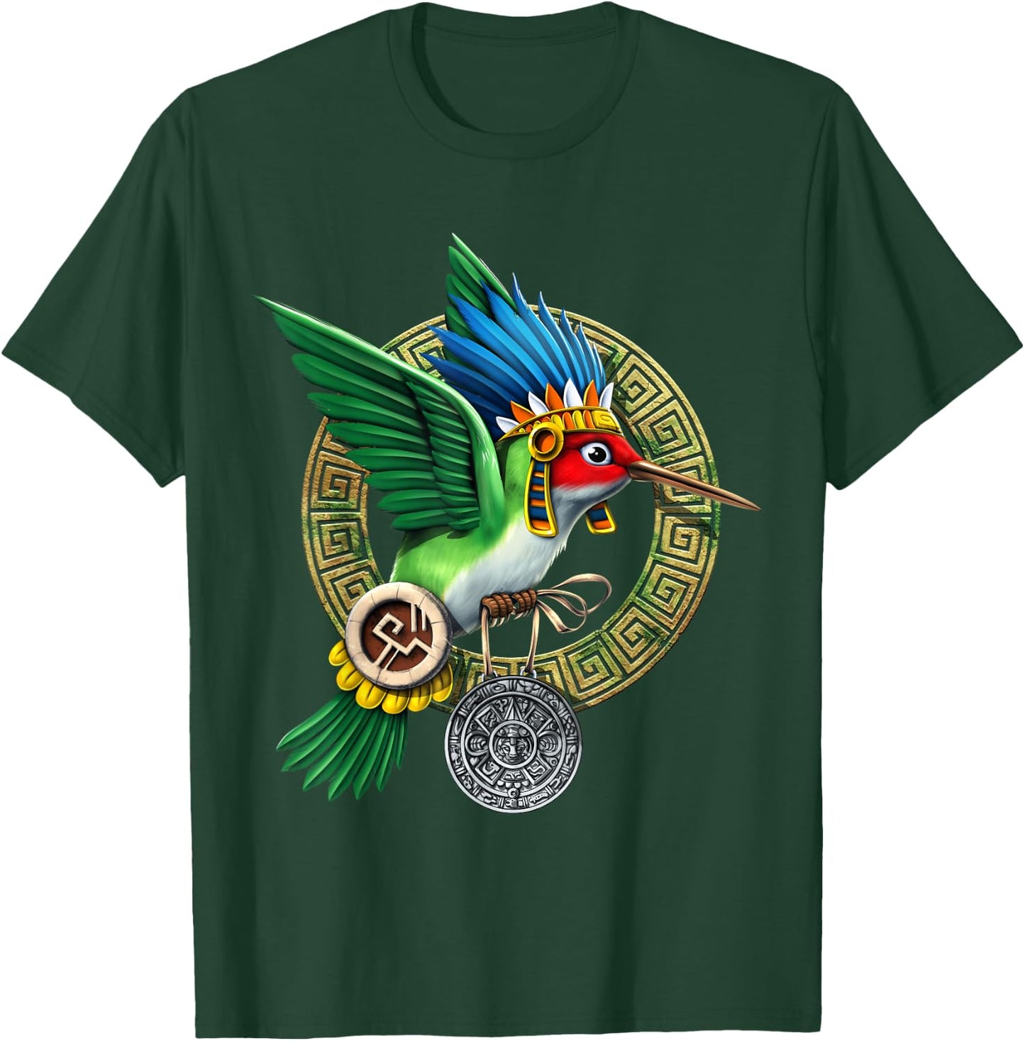 Aztec God Huitzilopochtli Hummingbird Mayan Colibri Bird T-Shirt - T-Shirt | Forest