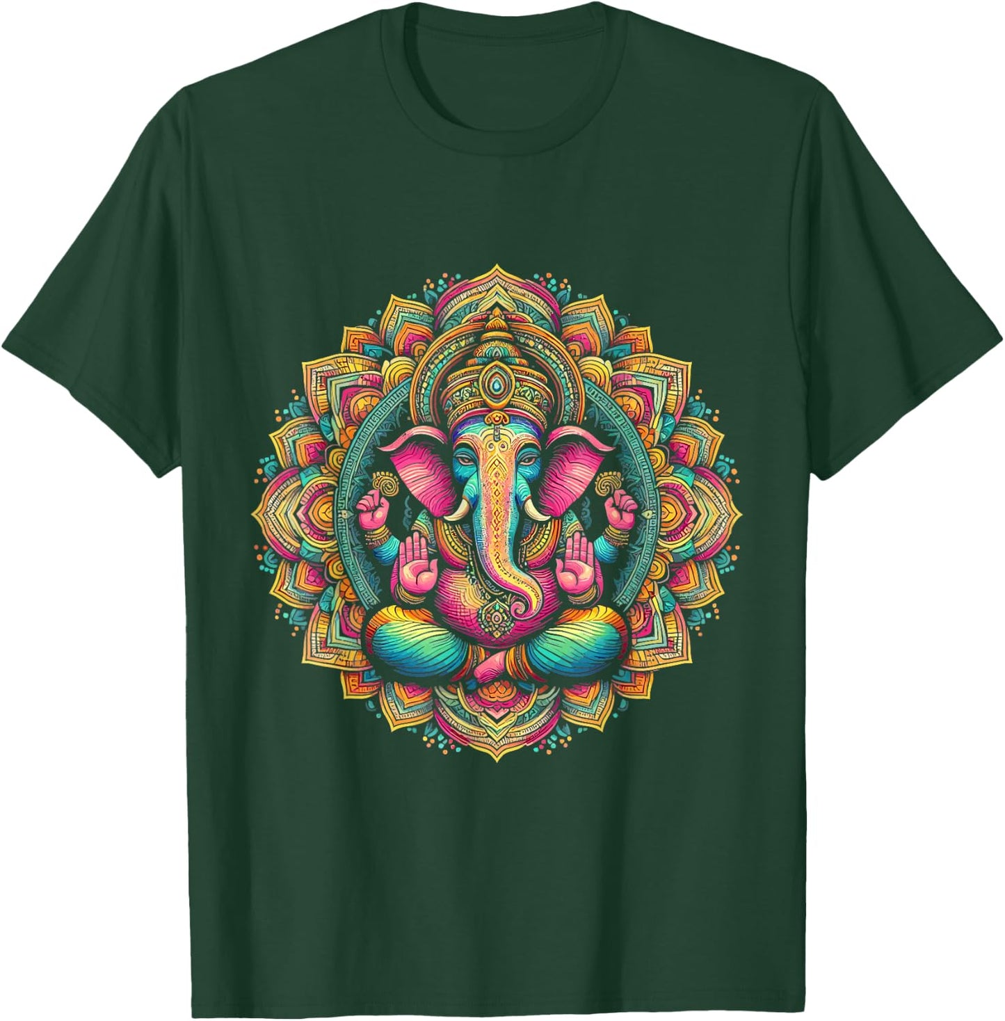 Ganesh Symbol Yoga Hindu Elephant God Ganesh Puja , Black, S T-Shirt - T-Shirt | Forest