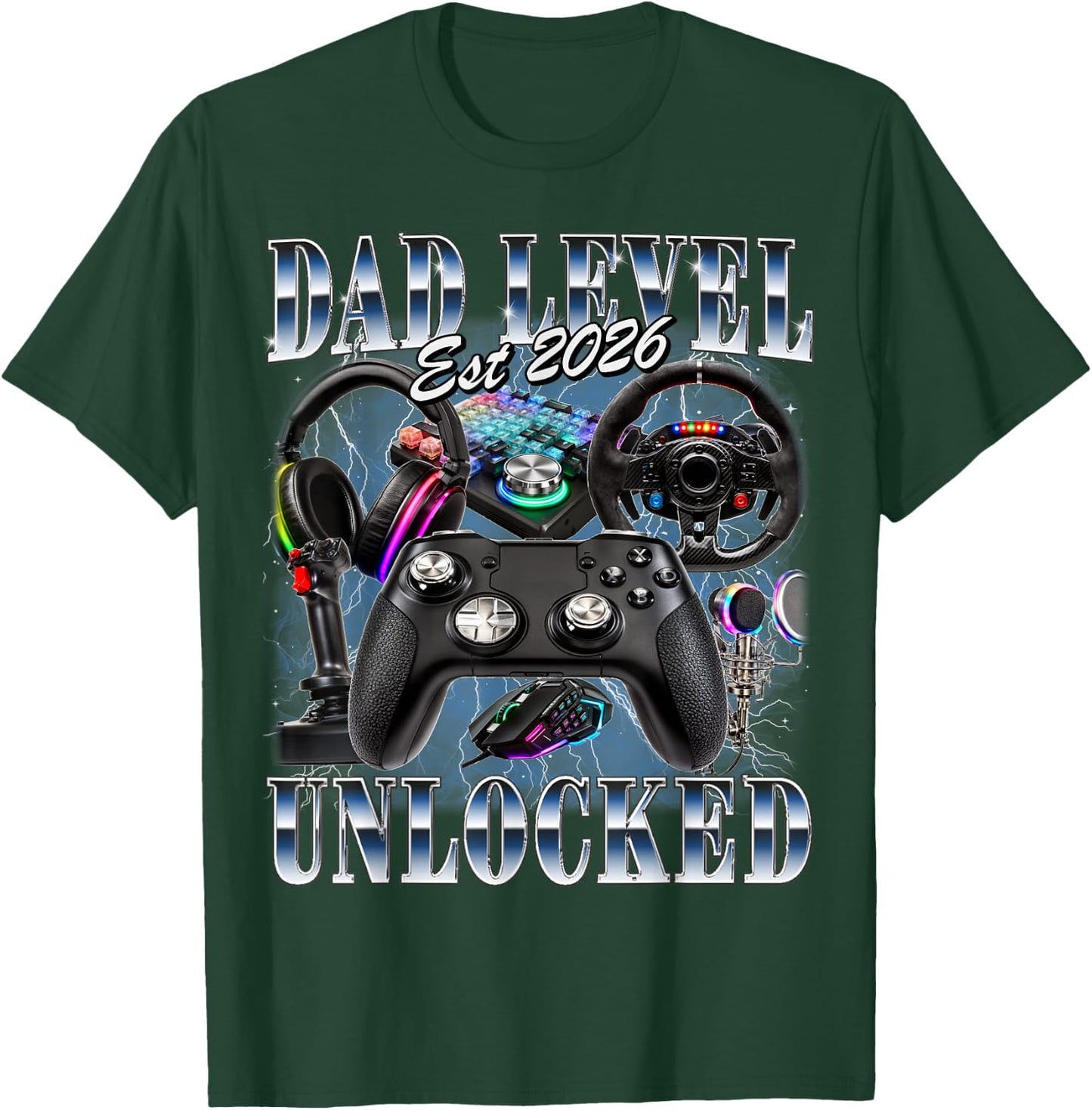 Dad Level Unlocked Est 2026 Gamer First Time Daddy to Be T-Shirt - T-Shirt | Forest