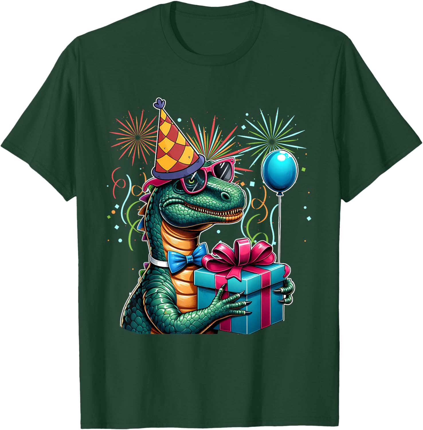Dinosaur Birthday Party Adult , Black, S T-Shirt - T-Shirt | Forest