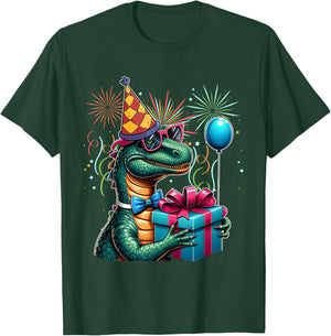 Dinosaur Birthday Party Adult , Black, S T-Shirt - T-Shirt | Forest